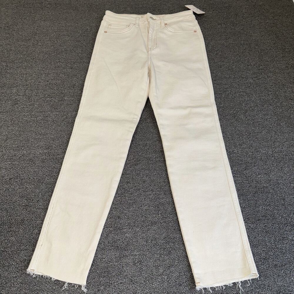 Free People We The Free Jeans Size 29 Ivory Denim High Rise Straight Raw Hem NWT